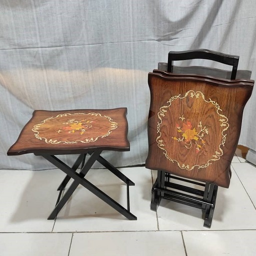 میز عسلی تاشو چمدانی طرح گل دایره
