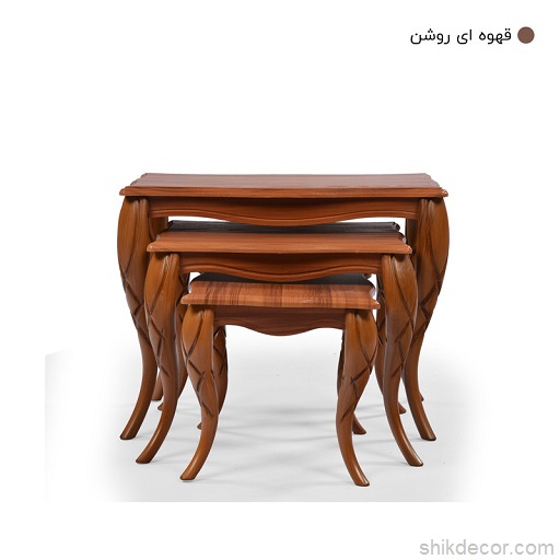 میز عسلی ویانا مدل کلاسیک کد 170GHK مجموعه 3 عددی