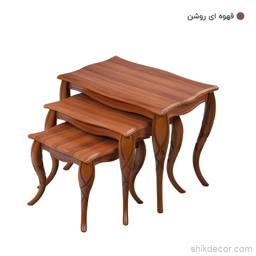 میز عسلی ویانا مدل کلاسیک کد 170GHK مجموعه 3 عددی