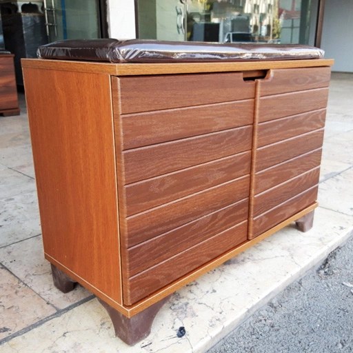 جاکفشی دو درب نشیمن دار MDF گردویی